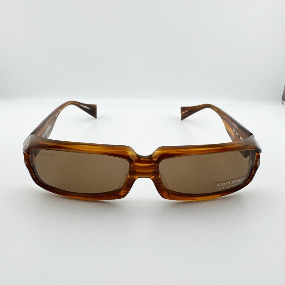 Alain Mikli Polarized Rectangle Sunglasses Women Brown‎ Tortoise 58 14 128